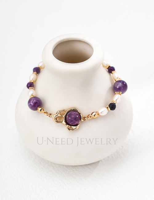 Ametrine · 靜謐紫水晶微光珍珠手鍊